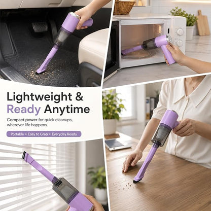 catsMeow Mini Handheld Vacuum Cordless, Lightweight Portable Vacuum Cleaner for Home, Car, Desk, Keyboard, Sofa and Crumbs, USB Rechargeable Small Vacuum with Washable Filter, Stylish Lavender Purple