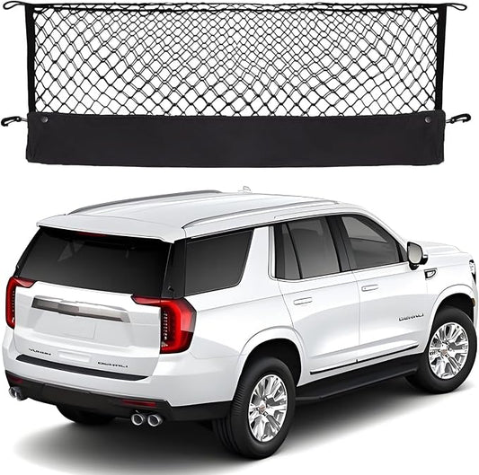 Envelope Style Cargo Net Compatible with Chevrolet Chevy Tahoe, GMC Yukon New 2026 2025 2024 2023 2022 2021 2020 2019 2018 2017 2016 2015 Trunk Car Rear Tailgate Touring Netting