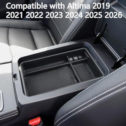EDBETOS Altima Center Console Organizer Compatible with 2019-2023 2024 2025 2026 Nissan Altima Accessories S/SV/SR/SL/Platinum, ABS Plastic Armrest Box Insert Tray Armrest Storage Box, Black
