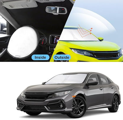TINGLU Sun Shade for Honda Civic 2016-2021 Accessories Windshield Sun Shade Window Shade UV Rays Protection Sun Visor Cover with Steering Wheel Sunshade Storage Bag