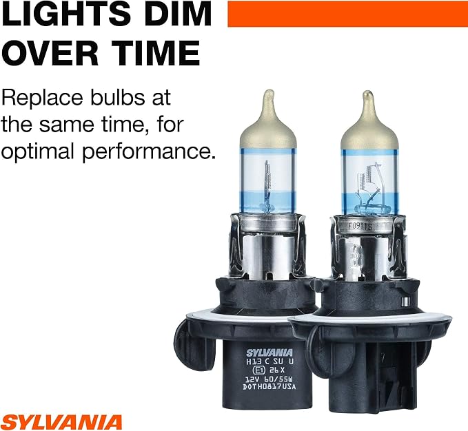 SYLVANIA - H13 SilverStar Ultra - High Performance Halogen Headlight Bulb, High Beam, Low Beam and Fog Replacement Bulb, Brightest Downroad with Whiter Light, Tri-Band Technology (Contains 1 Bulb)
