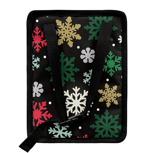 Colored Snowflake Pattern Car Trash Can Leakproof Garbage Bag with Lid and Zipper 1.2Gal Trash Bin Hanging for Back Seat Christmas Car Accessories Universal Fit