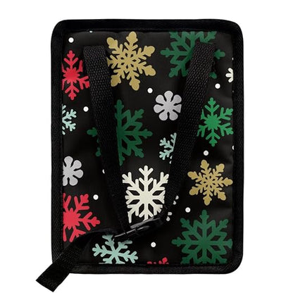 Colored Snowflake Pattern Car Trash Can Leakproof Garbage Bag with Lid and Zipper 1.2Gal Trash Bin Hanging for Back Seat Christmas Car Accessories Universal Fit