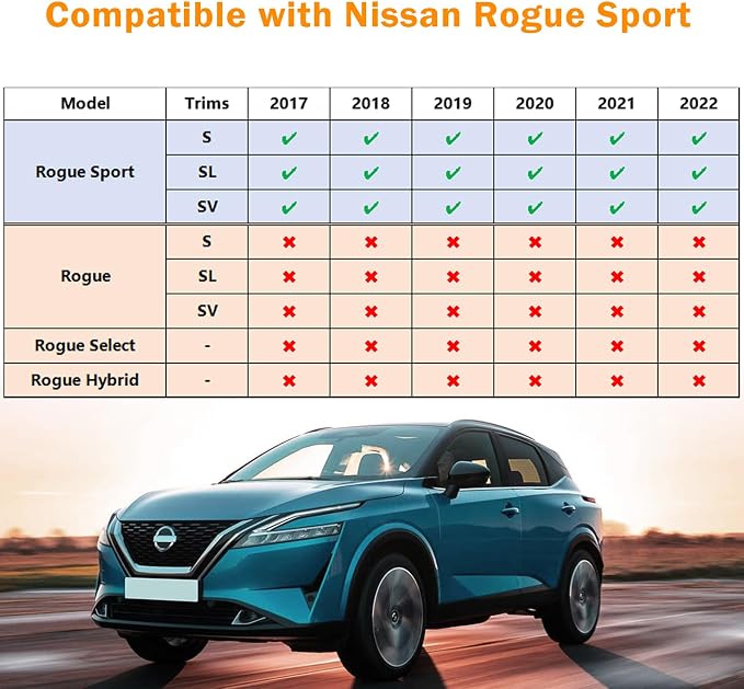 KUST Floor Mats for 2017-2022 Nissan Rogue Sport, All Weather Front Rear Floor Liners Rogue Sport Accessories TPE Rubber Raised Edge (Sport Only)