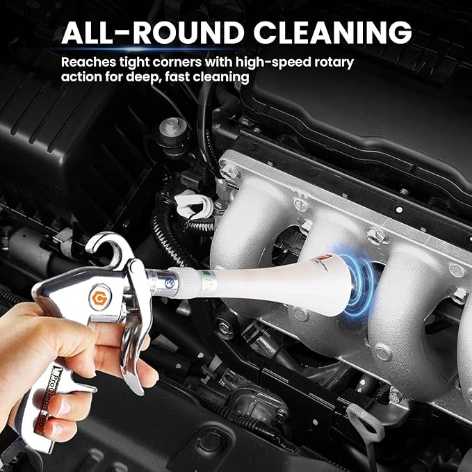 ProClean 360 Tornado Car Cleaning Gun – High Pressure Air Blow & Detailing Tool with Rotating Nozzle, Upholstery & Carpet Cleaner, Auto Detailing Blow Gun for Seats, Vents, Engines, Home Use