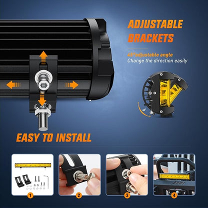 Nilight Side Shooter LED Light Bar 20 Inch Triple Row Spot Flood Combo Yellow Beam Lighting with 5Pin Rocker Switch Wiring Harness Kit for Off-Road Light on Truck SUV ATV UTV
