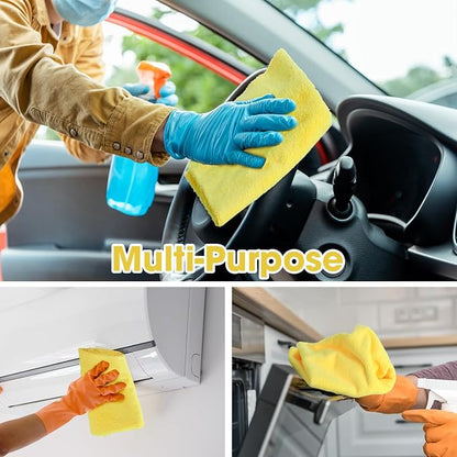 Shimeyao 30 Pcs Edgeless Microfiber Plush Towels for Cars Detailing Drying Wash Polishing Absorbent Cleaning Cloths, 500 GSM (16 x 16 Inch,Yellow)
