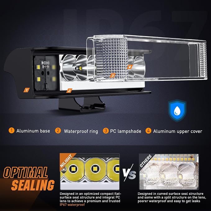 Nilight Side Shooter LED Light Pods with Amber DRL 6.5 Inch 2089LM Spot Flood Combo Offroad Driving Auxiliary Lights w/ 16AWG Wiring Kit for Truck ATV UTV Jeep