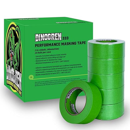 LAUCO DINOGREN High Performance Masking Tape for Car Paint, Heat & Water Resistant, Multi-Purpose Green (2in-20rolls)