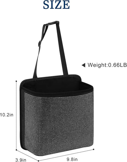 Cavalcade Car Back Seat Organizer, Bling Hanging Pocket, Large Seat Back Travel Caddy Bag, Diamond Trash Bin Garbage Container (White)