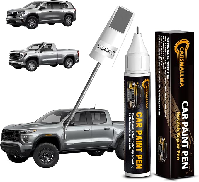 Sterling Metallic(GXD/WA130H) Car Touch Up Paint for GMC, Color Accurate Car Paint Scratch Repair Pen Kit Quick & Easy Fix Vehicle Chips and Automotive Nicks Scuff