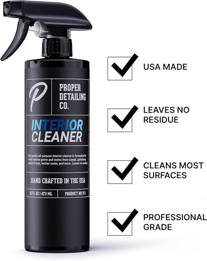 Professional Car Interior Cleaner for Fabric & Leather Seats, Dashboard, Headliner & Carpet - Deep Stain Remover Foam Spray for Auto Detailing - Tesla Seat Compatible