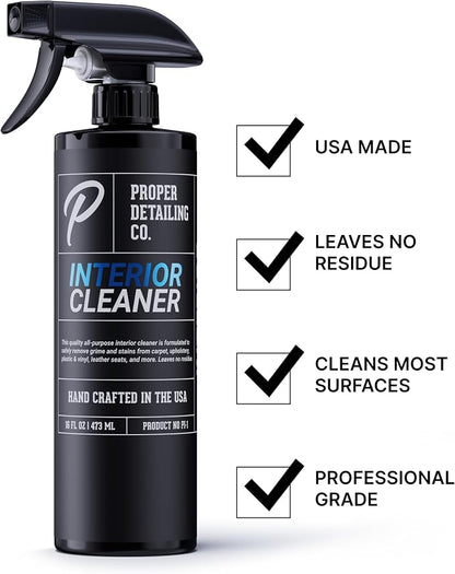 Professional Car Interior Cleaner for Fabric & Leather Seats, Dashboard, Headliner & Carpet - Deep Stain Remover Foam Spray for Auto Detailing - Tesla Seat Compatible