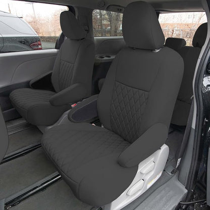 FH Group Custom Fit Car Seat Covers Specifically Made for 2011-2020 Toyota Sienna 7 Seater with Ultraflex Neoprene Water Resistant Automotive Seat Covers - 2nd Row Black