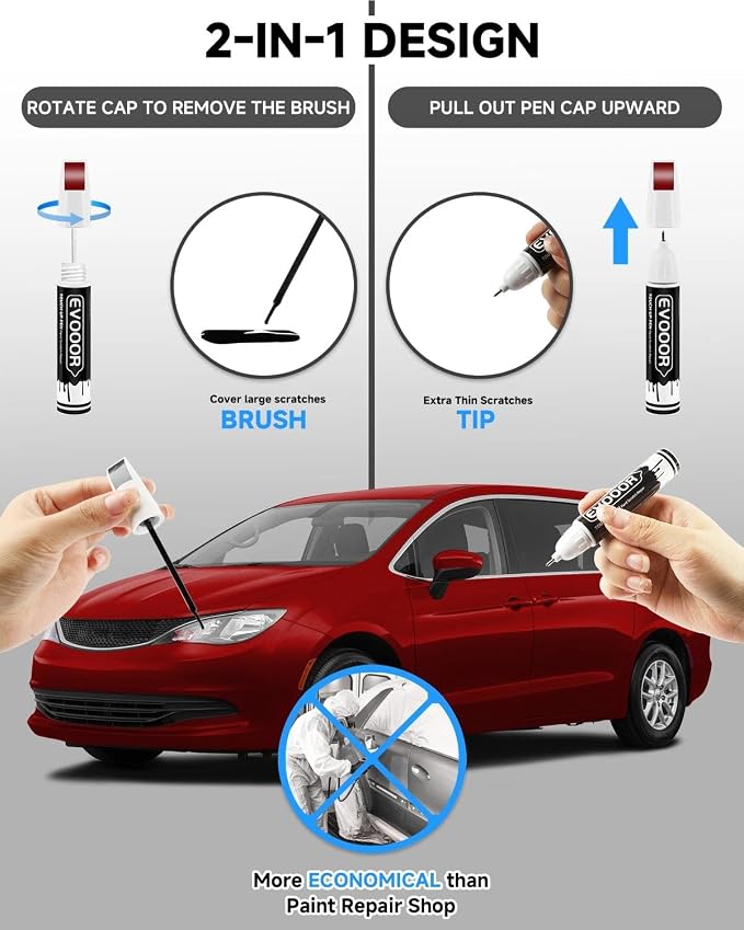 Velvet Red(PRV/NRV) Touch Up Paint Compatible with Chrysler Exact Match 2 in 1 Touch up Paint for Chips and Nicks Repair with 2pcs Disposable Micro Applicators
