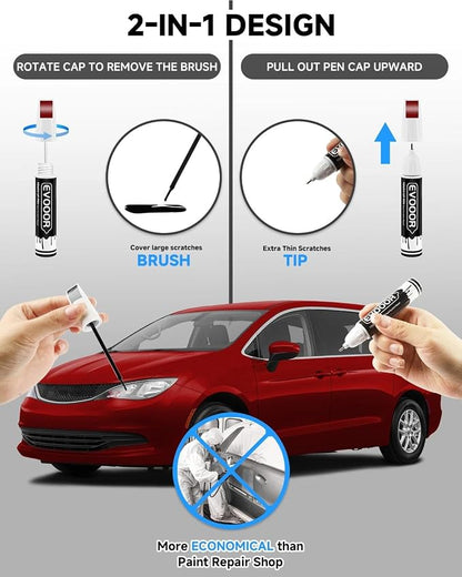 Velvet Red(PRV/NRV) Touch Up Paint Compatible with Chrysler Exact Match 2 in 1 Touch up Paint for Chips and Nicks Repair with 2pcs Disposable Micro Applicators