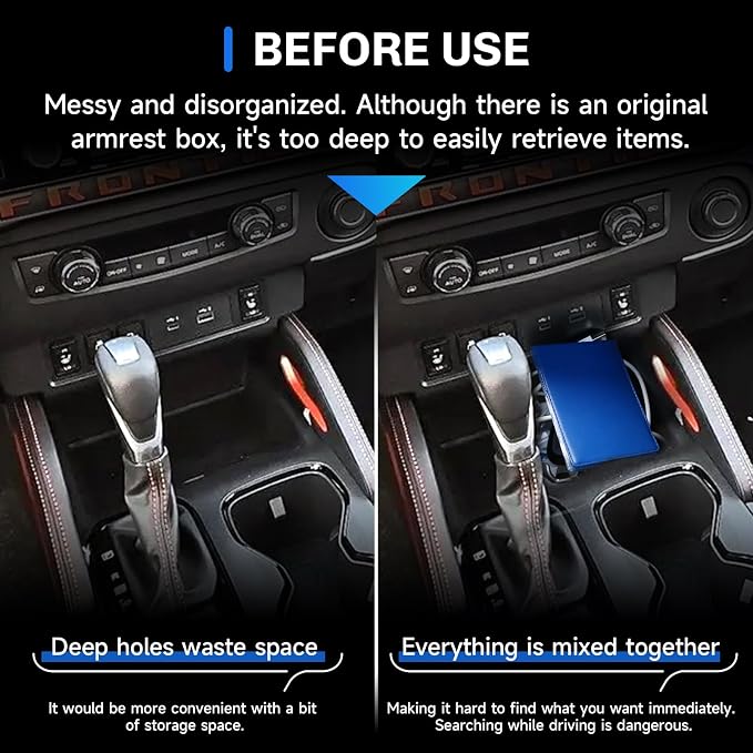 SXCY for 2026 Nissan Frontier Center Console Organizer for 2022-2026 Nissan Frontier Accessories Front Center Console Tray 2026 Frontier Armrest Organizer Storage