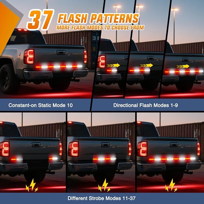 Nilight 49 Inch Emergency Strobe Light Strips with Controller, 288LED Flashing Warning Hazard Safety Rear Window Tailgate Lights for Truck Trailer Construction Plow Pickup Tow SUV Vehicles, Red White