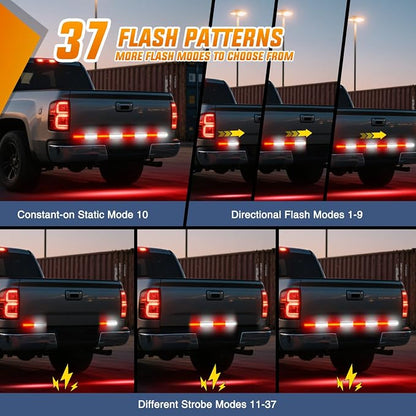 Nilight 49 Inch Emergency Strobe Light Strips with Controller, 288LED Flashing Warning Hazard Safety Rear Window Tailgate Lights for Truck Trailer Construction Plow Pickup Tow SUV Vehicles, Red White