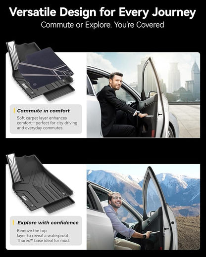 3W Tesla Model Y 2025 2026 Juniper Floor Mats, Full Set with Carpets, Metal Pedal, Double Layer, Model Y Car Accessories TPE All Weather Waterproof Custom Fit Truck Liners Premium/Performance Model
