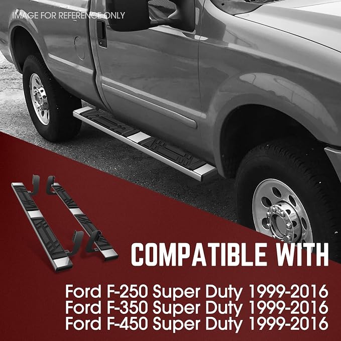 DNA Motoring 6.5" Flat Running Boards Side Step Nerf Rails Bars Compatible with 99-16 Ford F250SD F350SD F450SD Standard Cab, STEPB-U-F25099-T1-S