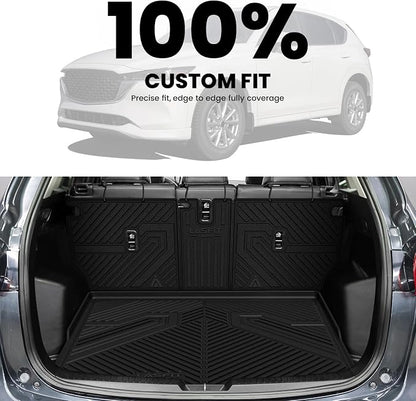 LASFIT Cargo Trunk Mat with Backrest Mats for Mazda CX5 2025 2024 2023 2022 2021 2020 2019 2018 2017 All Weather TPE Rear Cargo Liner Custom Fit Waterproof CX 5 Seat Back Mat Accessories, Black