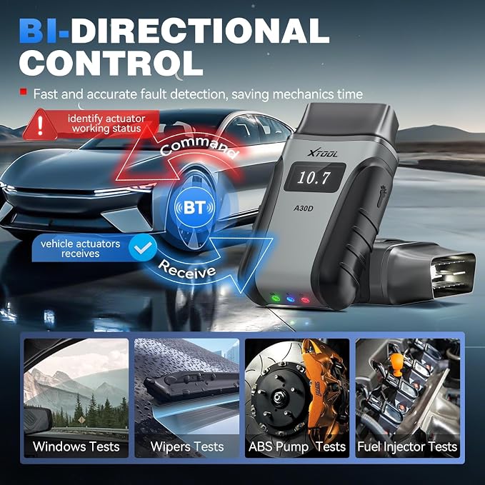 XTOOL Anyscan A30D OBD2 Scanner Diagnostic Tool - Bidirectional Scan Tool Wireless - Lifetime Updates & 19 Resets Crank Sensor EPB Throttle Relearn - Full System Car Code Reader for iPhone & Android