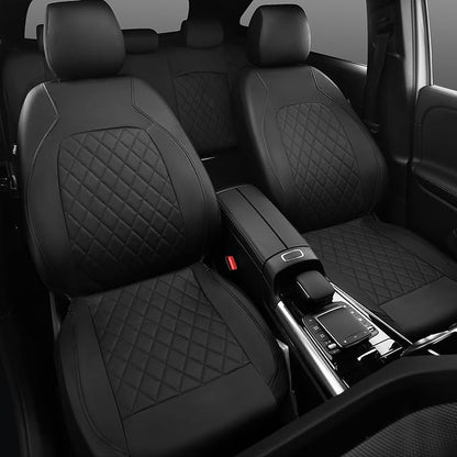 Universal Pu Leather Car Seat Covers Front Seats only, Airbag Compatible, Water-Resistant Durable Premium Vinyl, Fit for 95% Vehicles,Cars,Vans,SUV,Sedans (Luxury 2 PCS All Black)