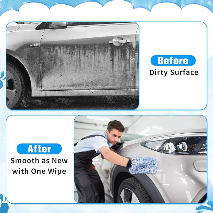 LemonRoad 30 Pcs Microfiber Car Wash Mitts Scratch Free Wash Mitts for Car Cyclone Microfiber Absorbent Detailing Washing Gloves Sponge Glove Cleaner for Wheel Trucks Home Cleaning Supplies