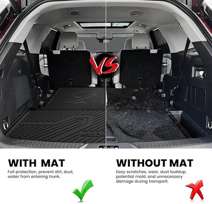 LASFIT Cargo Mat for Ford Explorer 2020-2025 2026 Trunk & Backrest Liner, Custom Fit All Weather Protector Split Design Easy Installation Trunk with Seatback Mat Accessories, 1pc Black