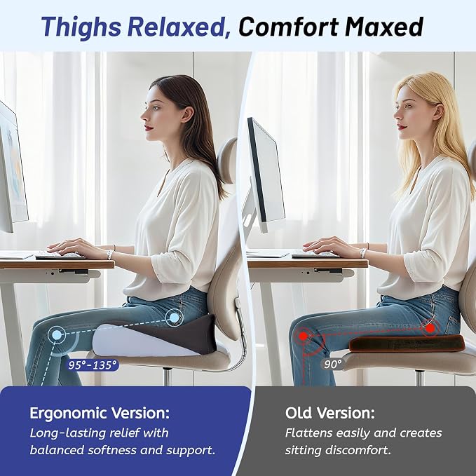 Extra Large Seat Cushion for Tailbone Pain Relief, Ergonomic Office Chair Cushion, Memory Foam Coccyx Cushion, Relief Sciatica and Back Support, Orthopedic Pillow