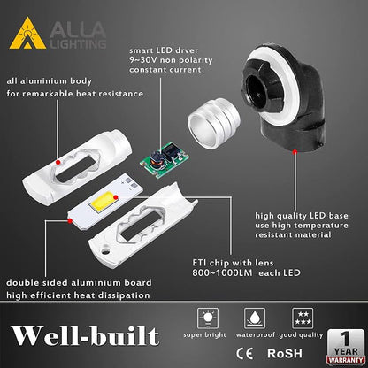 Alla Lighting 3800lm PGJ13 Base 889 881 LED Fog Light Bulbs, Red Xtreme Super Bright H28 886 888 894 896 898 ETI-SMD Replacement