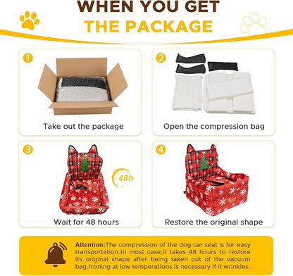 Dog Booster Car Seats for S/M Dogs Up to 35lbs,Pet Car Seat/Travel Bed with Washable&Removable Cover,Storage Pockets,Dog Safety Belt and Elevated Cushion Fits in Front/Back Seat