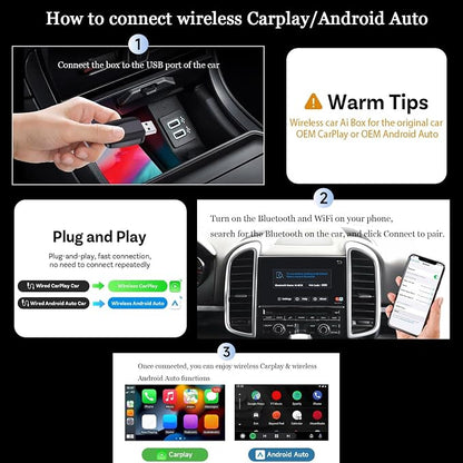 Wireless Android Auto Adapter for BMW 1 2 3 4 5 6 8 Series 2019-2025,Fast Auto-Connect Android Auto Wireless Adapter,Plug and Play Mini Stable Adapter