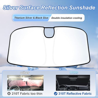 Windshield Sun Shade for 2023-2026 Chevy Silverado/GMC Sierra 1500, 2024-2026 Silverado/Sierra 2500HD 3500HD & 2022 Refreshed Model, Fully Covered Foldable Front Sun Shade, Blocks UV Rays and Heat