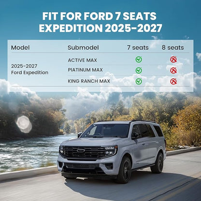 LASFIT Floor Mat&Cargo with Backrest Mat for 7 Seats 2025 2026 2027 Ford Expedition Max(Not for Standard),TPE All Weather TPE Custom Fit for SUV Car Liners, 1st&2nd&3rd&Cargo Liner, Black 5pcs