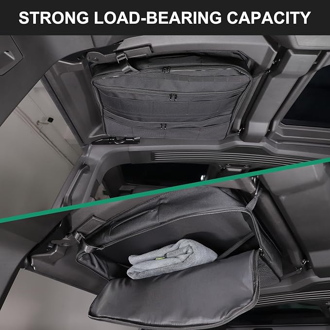 Car Sunroof Organizer Bag Compatible with 2024 2025 2026 Hummer EV Hardtop Roof Panel Storage Bag Waterproof Foldable Multi-Function Car Rooftop Carrier Storage Bags (Rear Top Roof Glass-Left)