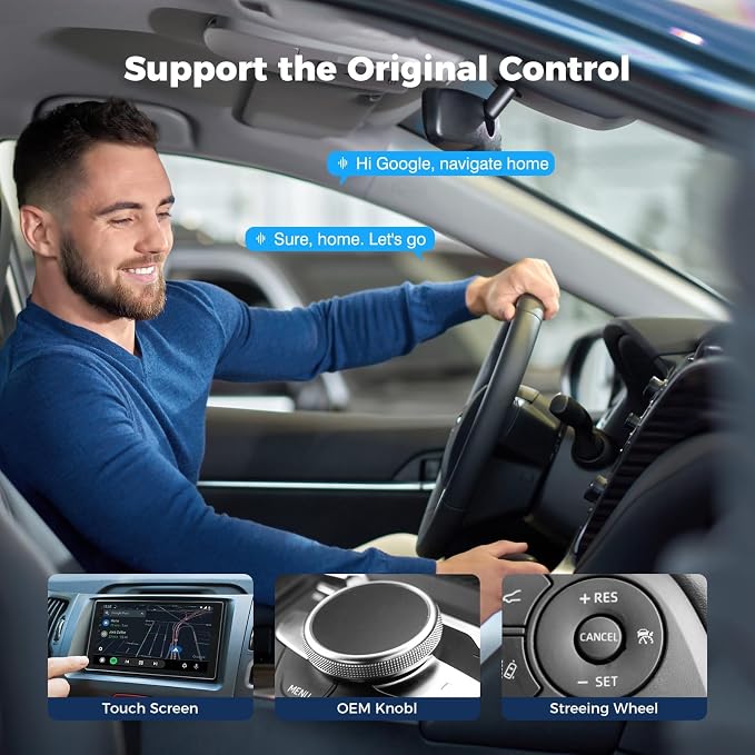 Android Auto Wireless Adapter for OEM Wired AndroidAuto Car, 5Ghz WiFi Auto-Connect, Plug & Play USB-C to A/USB-C Cables, No Delay, for Android Phones