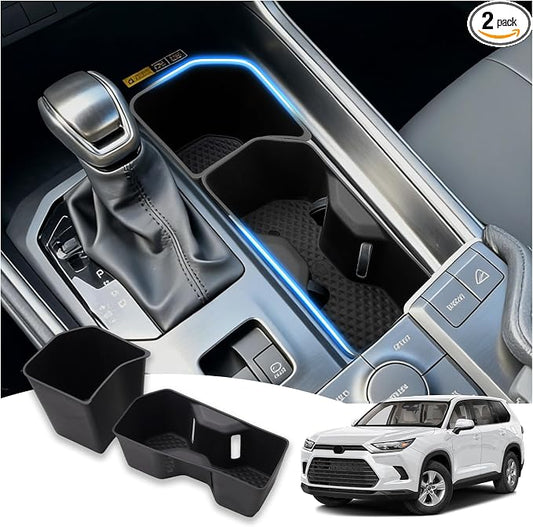 Autorder 2PCS Cup Holder Inserts for 2024 2025 2026 Toyota Grand Highlander Accessories,Silicone Grand Highlander Center Console Cup Holder,Anti-Slip Waterproof Storage Accessories