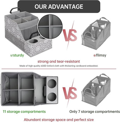 MULISOFT Car Seat Organizer- Backseat Car Organizer with 12 Storages Compartments and 2 Cup Holders, Organizers and Storage, Front Seat for Travel Kids,Gray