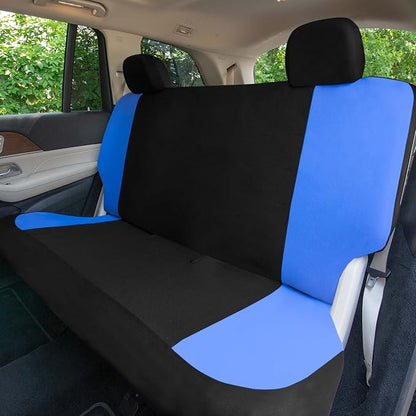 Universal Fit Chevron Flat Cloth Car Seat Covers Full Set - Blue
