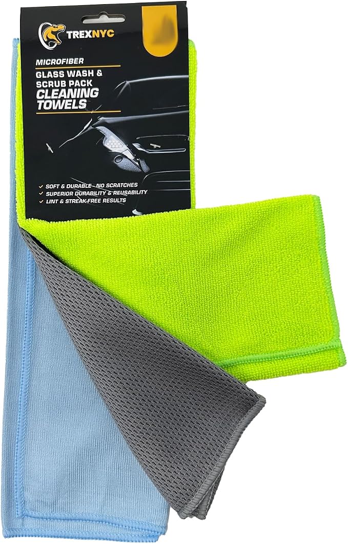 Microfiber Cleaning Cloth Set - Soft & Durable Cleaning Towels with Superior Durability & Reusability (1 Pack, Glass Wash & Scrub)