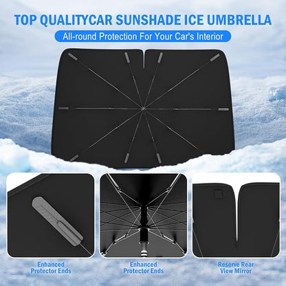 Car Windshield Sunshade Umbrella – Sun Shade for car Windshield Blocks UV Rays & Heat, Keeps Interior Cool, Foldable Sun Visor Cover with Universal Fit for Front Windows(56" L x 31" W)