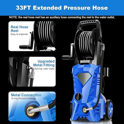 Electric Pressure Washer 5000 PSI 2.8 GPM High Power Washer with 4 Pressure Nozzle and Foam Cannon, powerwashers for Home, Car Washing, Fence Cleaning, Patio, Blue