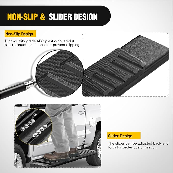Nilight Running Boards for Dodge Ram 2009-2018 1500 Quad Cab 2019-2024 1500 Classic 2010-2024 2500 3500 6 Inch Slip-Proof Aluminum Bolt-on Side Step Nerf Bars