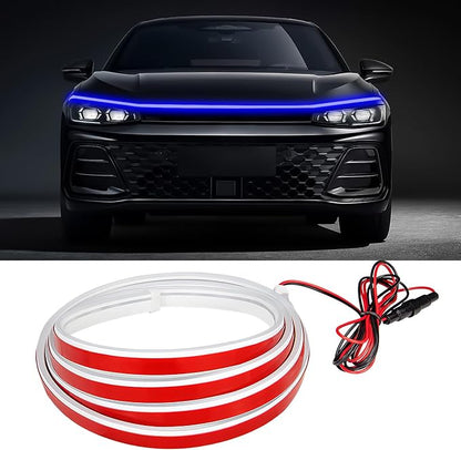 Car Hood Light Strip, 79 Inches Waterproof Flexible LED Strip, Dynamic Scan Start Up Car Daytime Running Lights, Universal Auto Exterior Decor Accessories for Most Vehicles (blue, 79 Inches)
