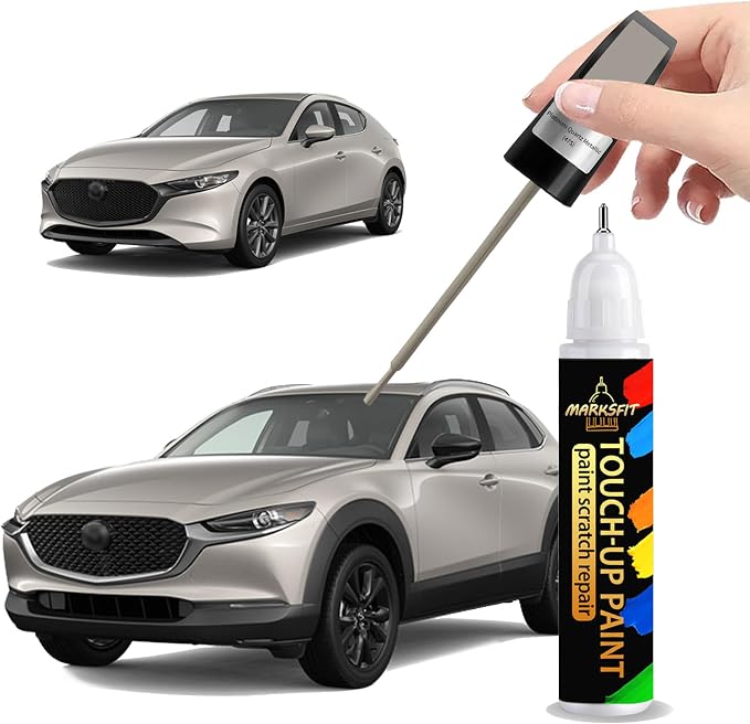 Platinum Quartz Metallic(47S) Touch Up Paint For Mazda Exact Match-Chips and Nicks 2 in 1 Car Paint Pen Scratch Rapair for CX-5/CX-30/CX-50/CX-70/MAZDA3 SEDAN/HATCHBACK