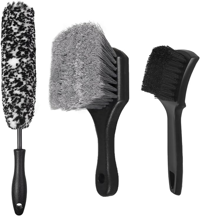Car Wheel & Tire Brush Set, Wheel Cleaner Brush, Soft & Stiff Bristle Cleaning Brush, Wheel Brushes for Cleaning Wheels, Rim Brush for Car Body Exterior Surface, Carpet, Truck, SUV, RV, Motorcycle