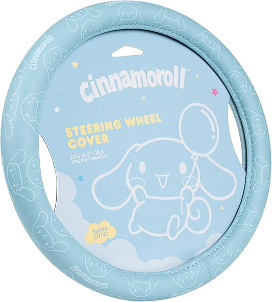 Cinnamoroll Steering Wheel Cover, Official Sanrio Car Steering Wheel Cover with Universal Size 14.5-15.5, Cute Blue for Women, Cinnamoroll Car Accessories (Cinnamoroll Blue Monogram)