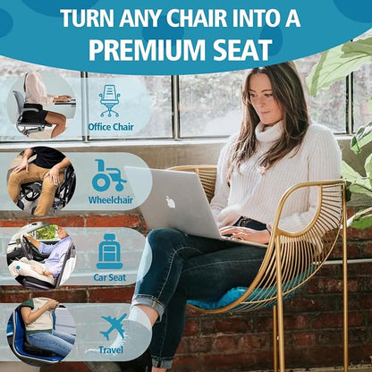 Seat Cushion, 1.8" Double Thick Cooling Egg Gel Seat Cushions for Long Sitting, Strong Support, Sciatica & Back Pain Relief, Breathable Cool Suitable as Office Chair, Car Seat, Wheelchair Cushion